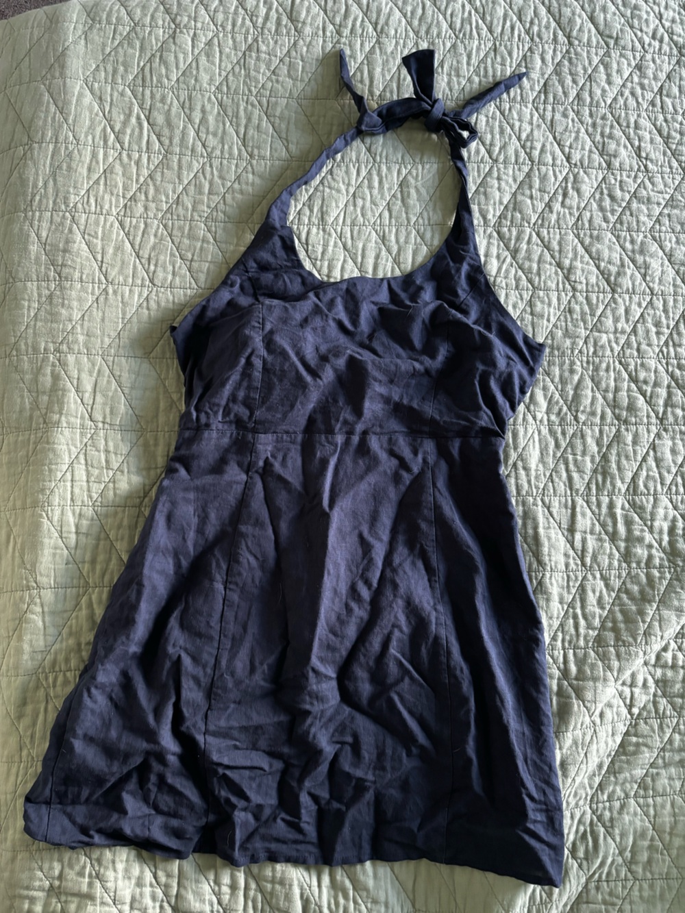 Charlie Holiday Navy Blue Linen Blend Dress